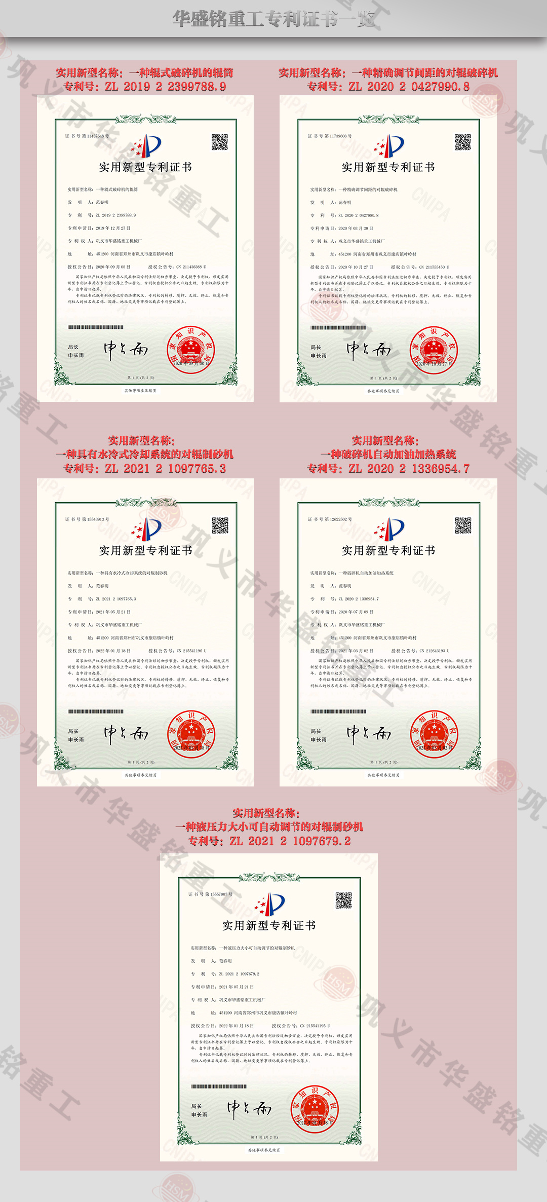 華盛銘對輥專利 華盛銘對輥制砂機專利